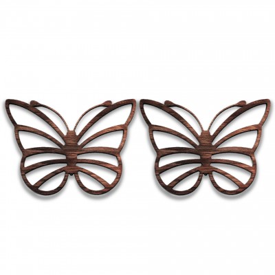 Butterfly 2-Pcs Set - 3 in 1 Multifunction Gift – Coasters, Candle Holders, Hanging Ornaments - Solid Walnut Wood 6mm - Made in Canada